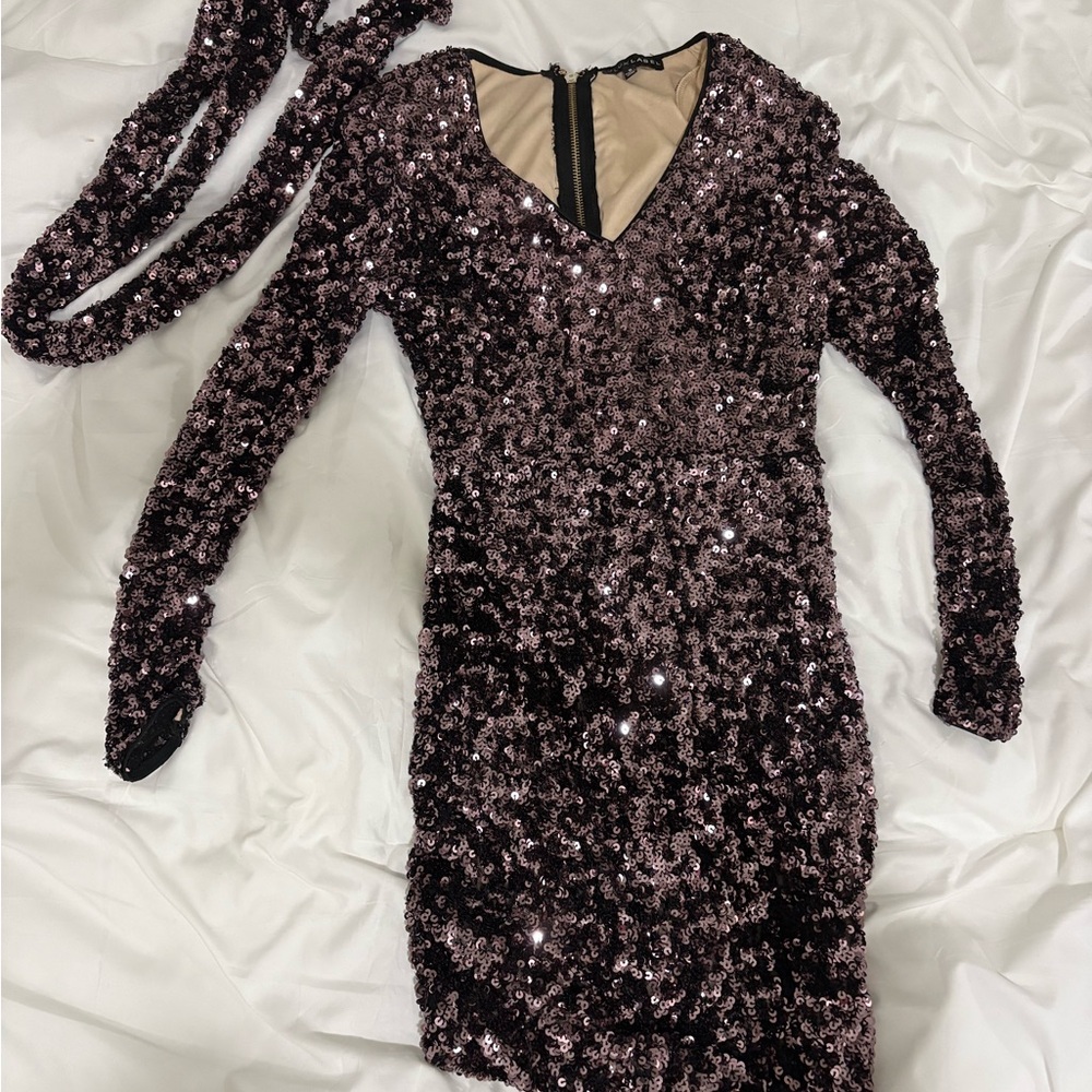Sequin Long Sleeve Dress